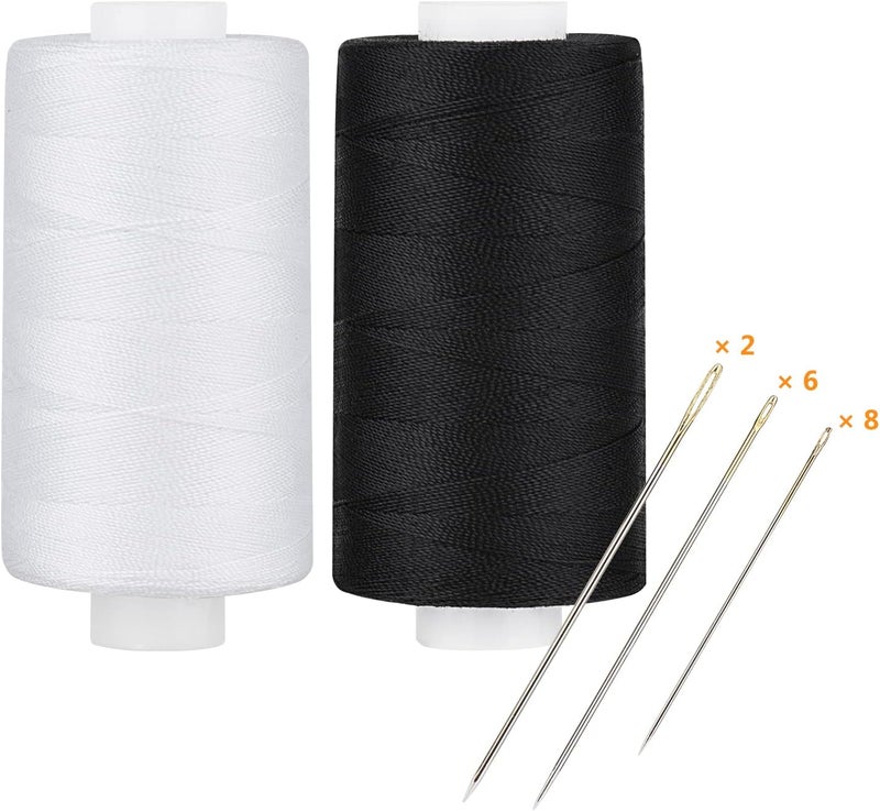 simthread All Purpose Thread Polyester 400 Yards Each (1 White 1 Black) - Image 1